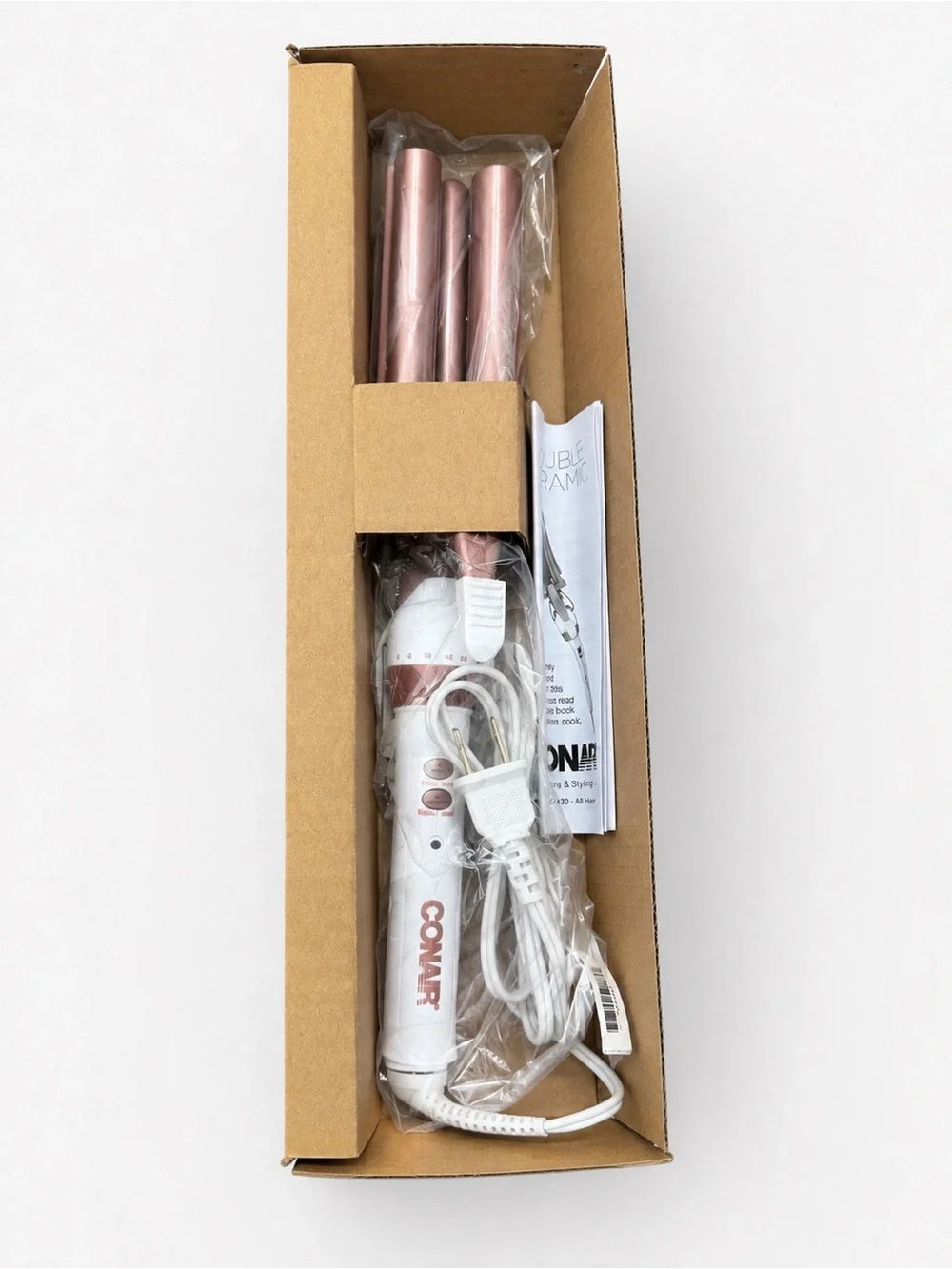 Conair Double Ceramic Triple Barrel Hair Waver Rose Gold NWT
